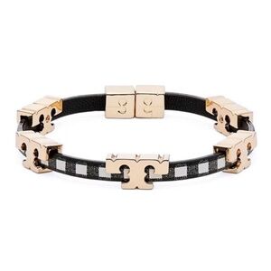 Tory Burch single Ts Wrap Plaid Leather bracelet